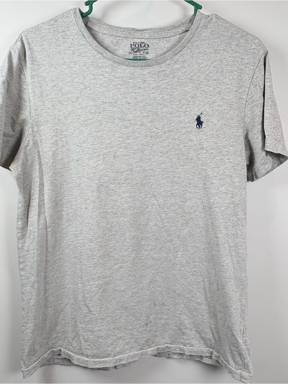 Polo by Ralph Lauren Light Heather Gray Crew Neck Tee with Navy Logo